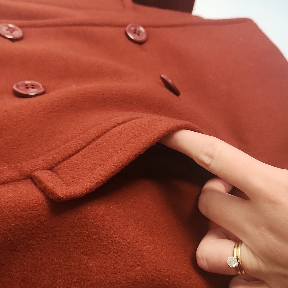 J CREW Peacoat Wool By Nello Gori 100% Wool Burnt Dark Orange Jacket Size 8 - Picture 9 of 15